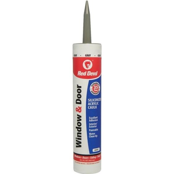 Red Devil 0 Siliconized Acrylic Caulk, Gray, 20 to 180 deg F, 101 floz Cartridge 84650